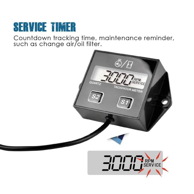 Runleader Digital Hour Meter Tachometer, Maintenance Reminder, Battery Replaceable, Automatically shutdown, Use for ZTR Lawn Mower Tractor Generator Marine Snowmobile. - Image 3